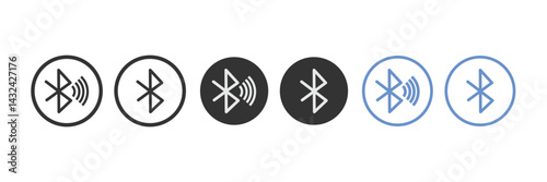 Set of Bluetooth icons in different styles isolated on a white background Vector. Bluetooth Icon thin line, flat line symbol set.