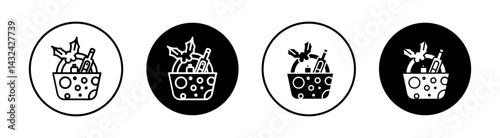Christmas gift basket Simple vector icons illustrations for graphic design.