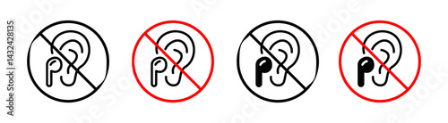 Do not use earphone Simple vector icons illustrations for graphic design.
