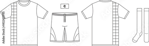 T-shirt jersey mockup outline apparel isolated sport background clothing template tee kit flat captain apparel soccer