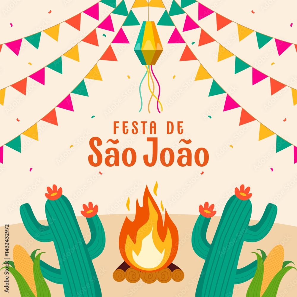 happy sao joao festival illustration in flat design