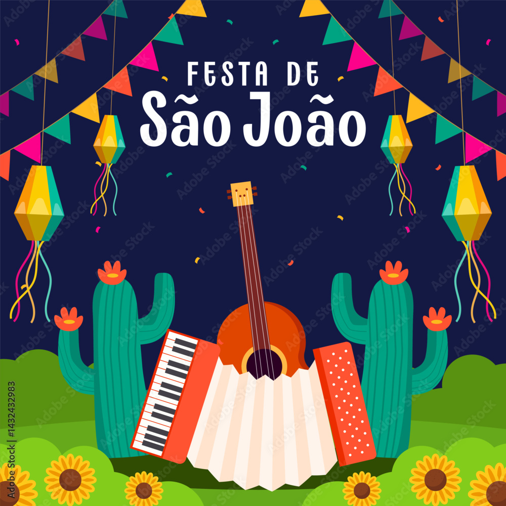 happy sao joao festival illustration in flat style design