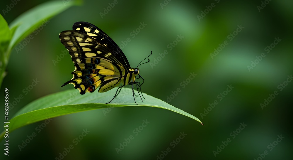 Naklejka premium Butterfly on a Leaf