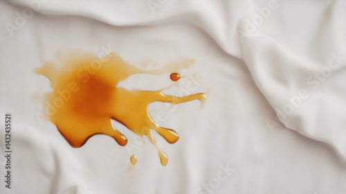 vibrant stain of balsamic olive oil on smooth white cotton cloth creates striking contrast, evoking sense of culinary artistry and beauty of everyday moments