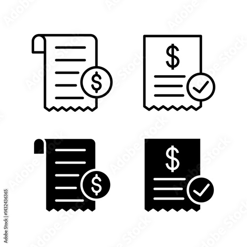  Payment receipt icon icon line style and flat glyph style. Icon set related to accounting and banking.