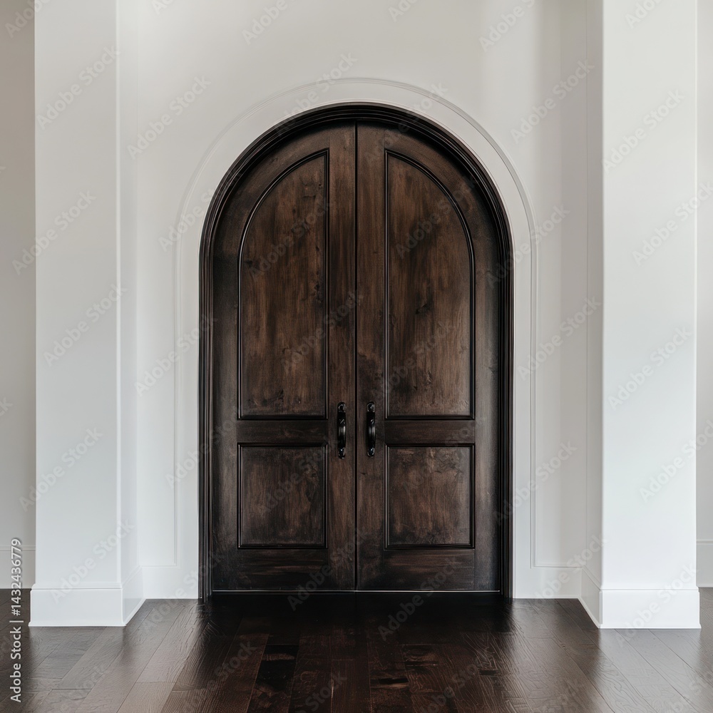 Elegant arched double doors in a modern home Elegant arched double doors in a modern home