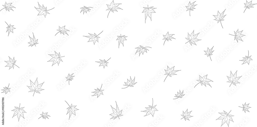 風に舞うもみじの葉 モノクロラインのイラスト素材 風に舞うもみじの葉 モノクロラインのイラスト素材