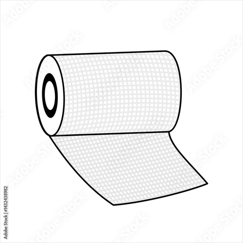 Vector Icon Rolled Sterile Gauze Cloth, for Wounds, Treatment by Doctor, First Aid Medical Equipment, Wound Dressing, line art style  