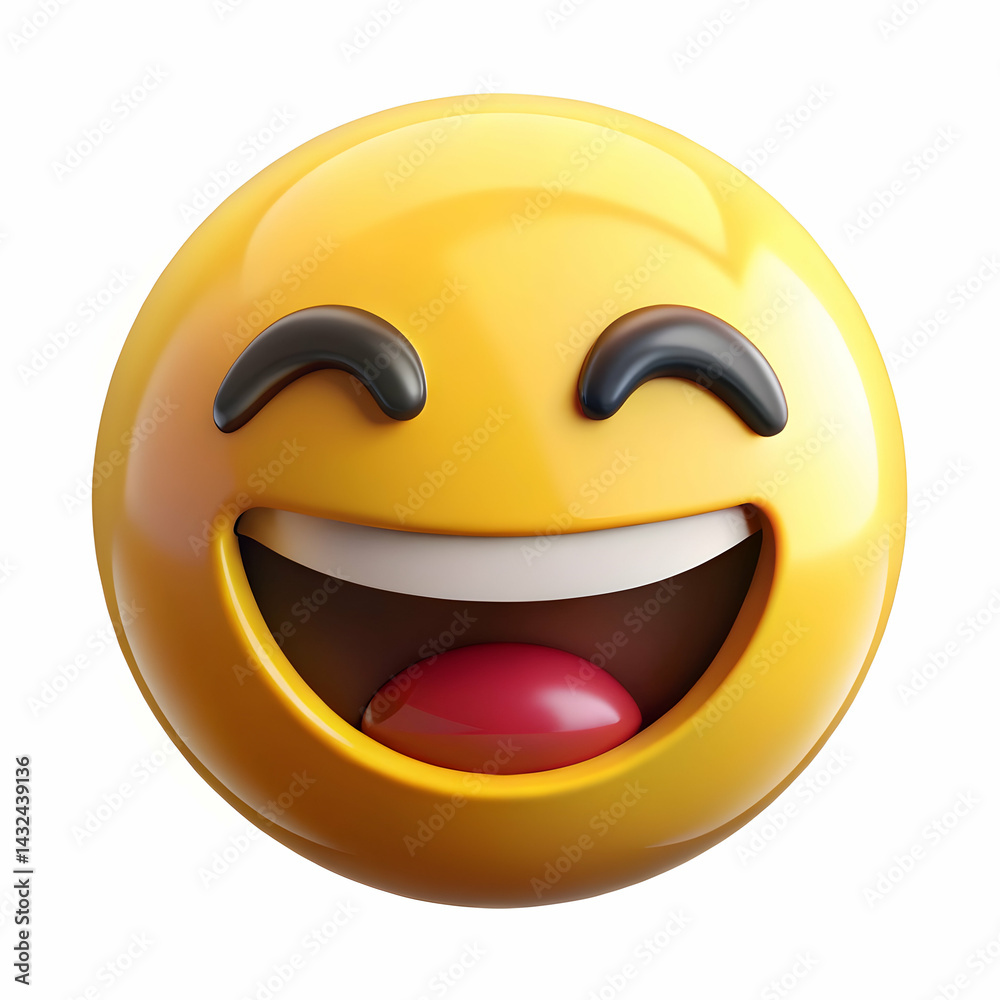 Fototapeta premium Happy Emoji: Download this cheerful 3D laughing emoticon for free!