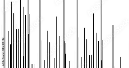Vertical random stripe of pattern vector. Modern simple abstract seamless black color short half vertical line pattern art