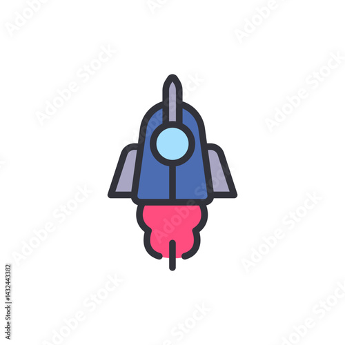 Space rocket colored icons, minimalist vector illustration ,simple transparent graphic element .Isolated on white background