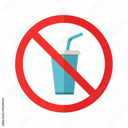 No eating or drinking vector icon, drink and food prohibition sign, red prohibition circle, no food, no drink, vector illustration