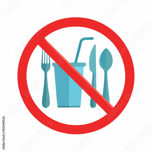 No eating or drinking vector icon, drink and food prohibition sign, red prohibition circle, no food, no drink, vector illustration