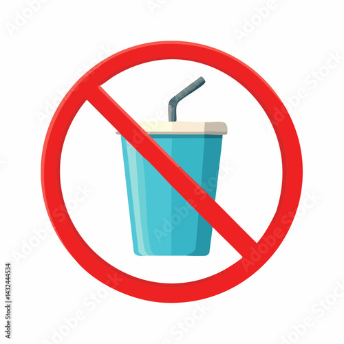 No eating or drinking vector icon, drink and food prohibition sign, red prohibition circle, no food, no drink, vector illustration