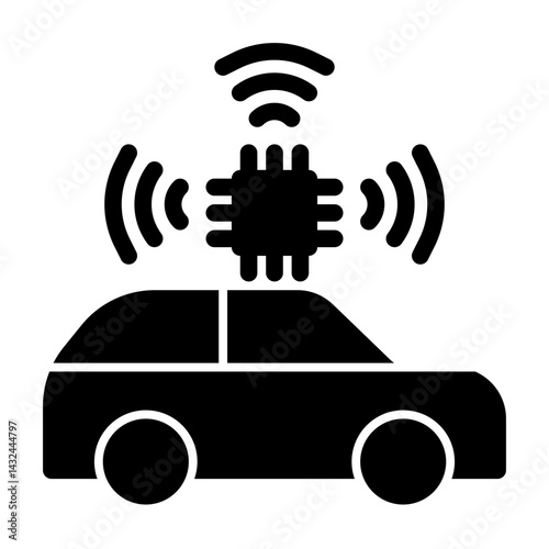 Self driving car solid icon