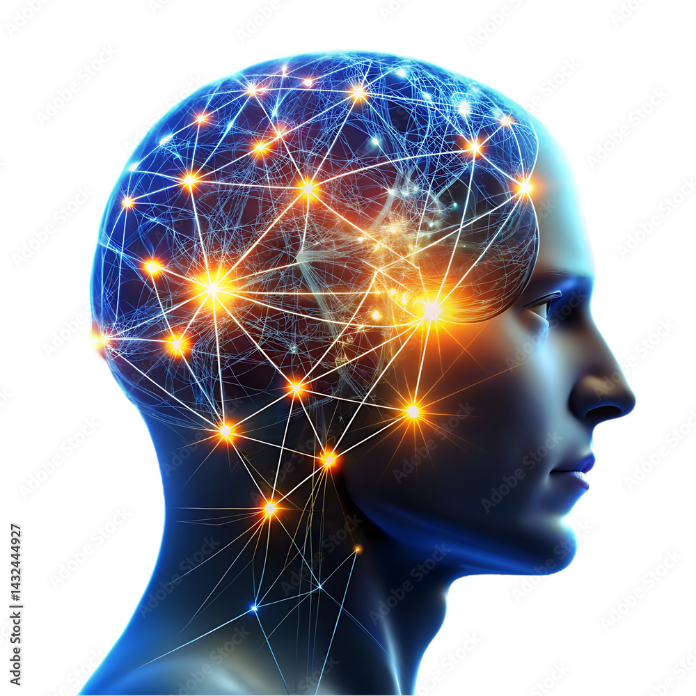 Obraz premium Human Brain: Neural Network & Cognitive Power