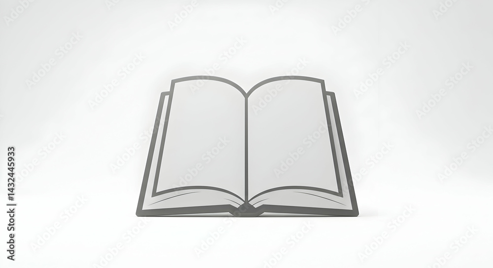 Open Book Illustration with Blank Pages on White Background Open Book Illustration with Blank Pages on White Background