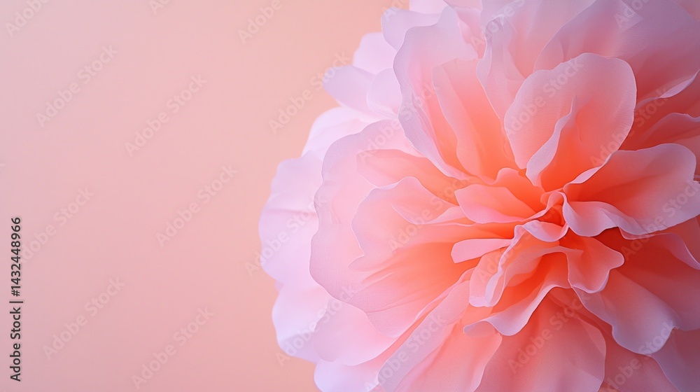 Fototapeta premium A beautiful, soft pink flower with delicate petals against a light pastel background, conveying elegance and serenity.