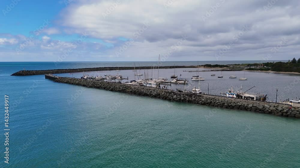 Aerial View of Apollo Bay Harbour and Boats Aerial View of Apollo Bay Harbour and Boats