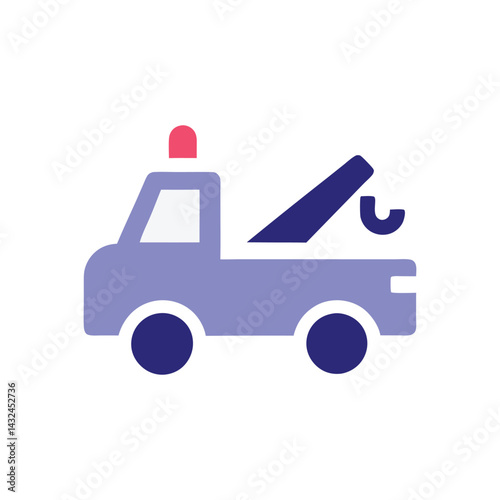 Tow Truck Icon Flat Design, Roadside Assistance