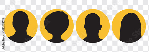 User profile icon vector. Avatar or person icon. Profile picture, portrait symbol. Neutral gender silhouette. Circle button with avatar photo. Blank profile silhouette. Vector
