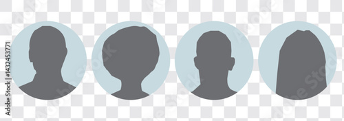 User profile icon vector. Avatar or person icon. Profile picture, portrait symbol. Neutral gender silhouette. Circle button with avatar photo. Blank profile silhouette. Vector