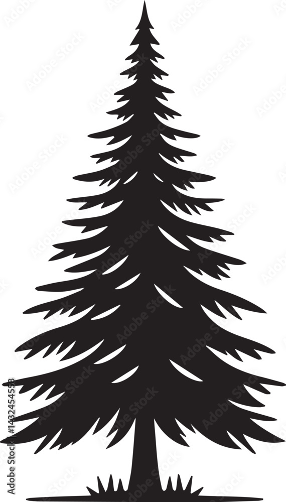Naklejka premium Christmas pine tree vector silhouette