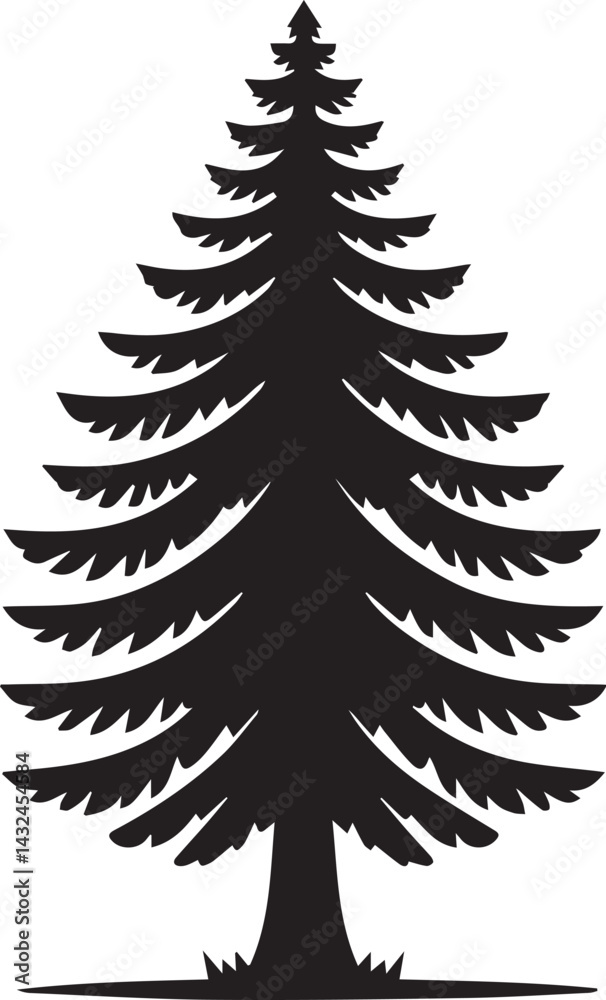Obraz premium Christmas pine tree vector silhouette