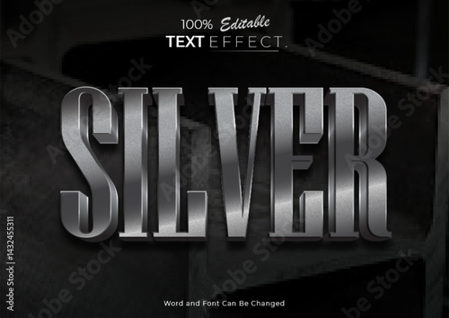 Luxury Silver Text Effect Template. Suitable for poster or banner social media contruction design.