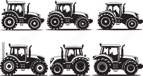 Farm Tractor Silhouette Set | Agricultural Machine Graphic Design