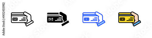 Bank Card Icon Collection With Multiple Styles