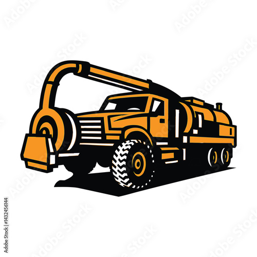  Industrial Vacuum Truck Retro Vector