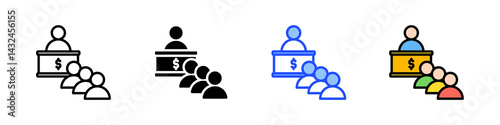 Bank Queue Icon Collection With Multiple Styles