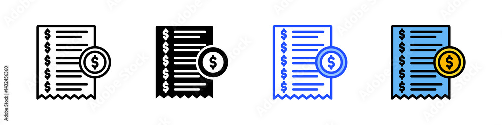 Bills Icon Collection With Multiple Styles Bills Icon Collection With Multiple Styles