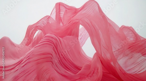Fluid, rose-toned fabric drapes in dynamic folds.