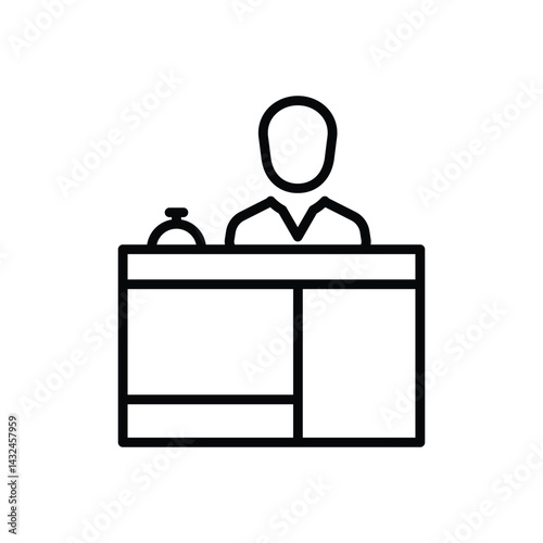 Hotel Front Desk Outline Icon
