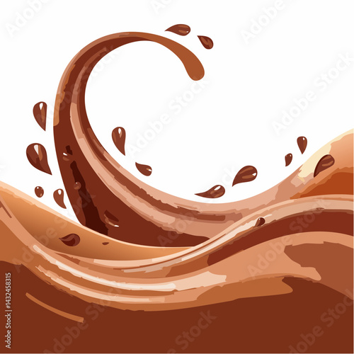 Cocoa splash vector background. Abstract liquid brown waves illustration.
