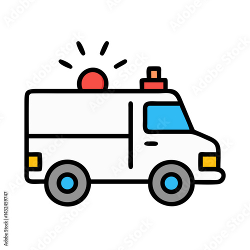 Ambulance Van with Emergency Light Icon Design