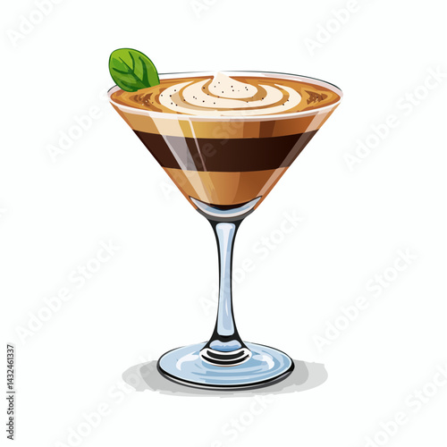 Espresso Martini cocktail illustration. Isolated vector graphic.