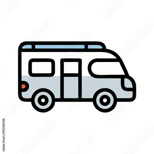Camper Van Side Profile Icon Design