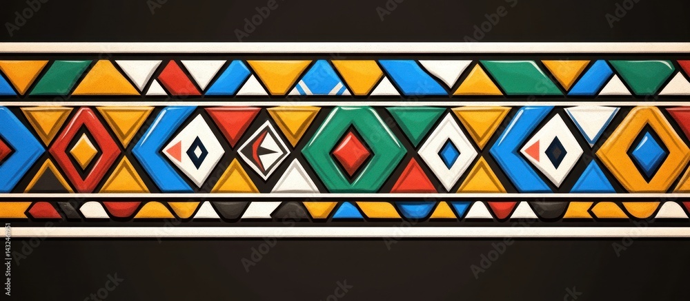 Vibrant Geometric Ndebele Pattern: A Colorful South African Textile Design Vibrant Geometric Ndebele Pattern: A Colorful South African Textile Design