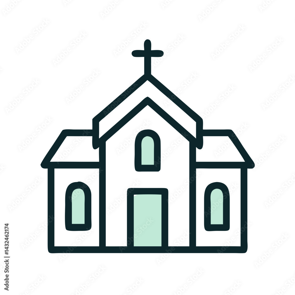 Church with Cross Symbol Icon Design Church with Cross Symbol Icon Design
