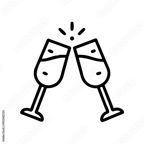 Clinking Champagne Glasses Icon Design