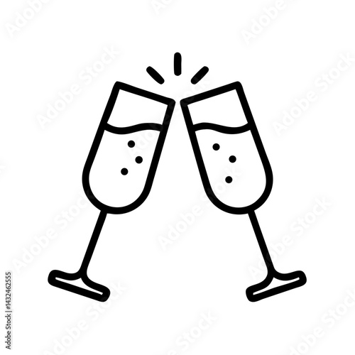 Clinking Champagne Glasses Icon Design