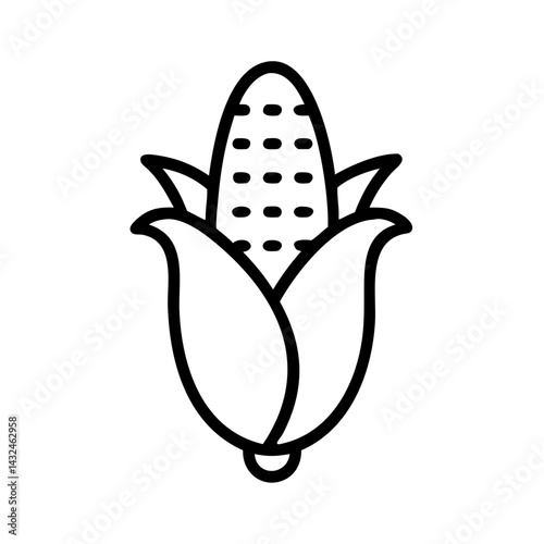 Corn Cob with Kernels Icon Design