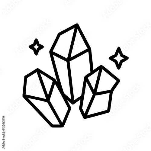 Crystal Rocks and Gems Cluster Icon Design