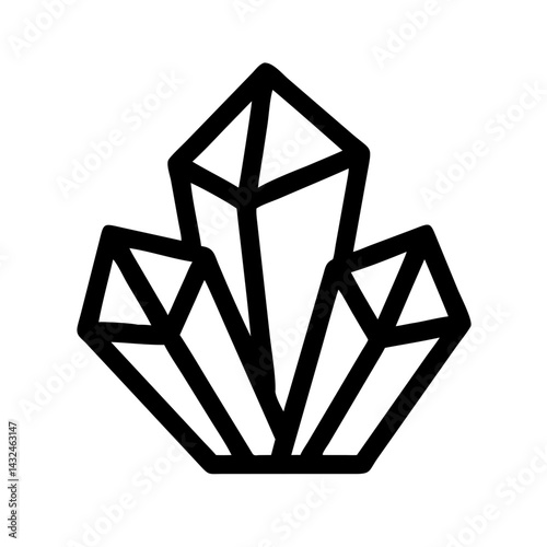 Crystal Rocks and Gems Cluster Icon Design