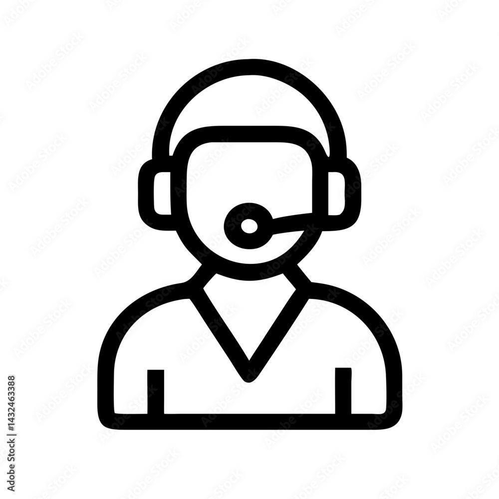 Customer Support Agent with Headset Icon Design Customer Support Agent with Headset Icon Design
