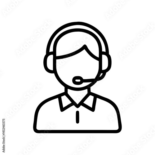 Customer Support Agent with Headset Icon Design