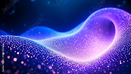 Abstract particle wave background with glowing purple blue color in tech motion design